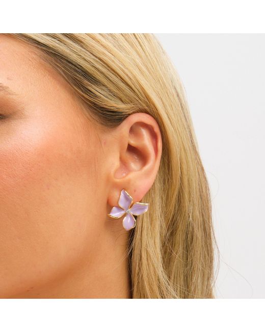 Jon Richard Pink Plated And Petal Flower Earrings