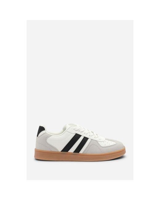 Where's That From Brown Classic Retro Lace Up Trainer With Stripes