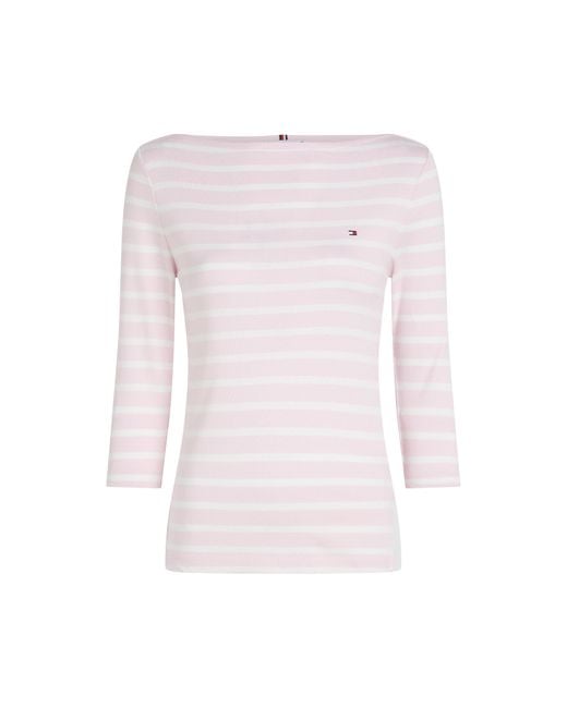 Tommy Hilfiger Pink Cody Slim Boat Neck Long-Sleeve T-Shirt