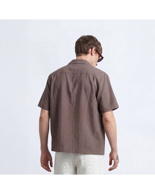 Twisted Tailor Brown Huxley Revere Cotton Shirt for men