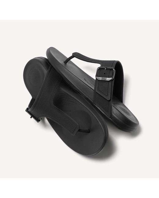 Fitflop Black Iqushion Adjustable Buckle Flip-Flops