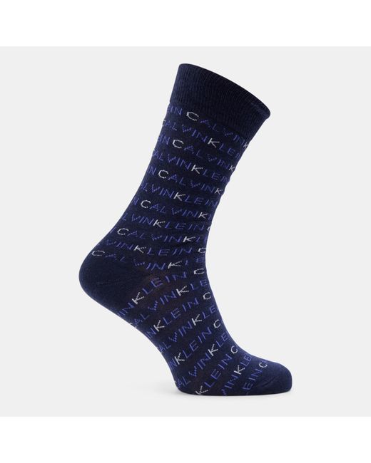 Calvin Klein Blue 3 Pack All Over Print Crew Socks for men