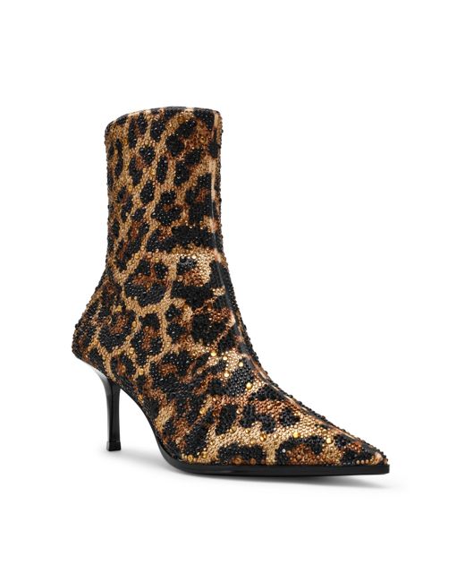 Steve Madden Brown Leopard Patterned Ankle Stiletto Heel Boots