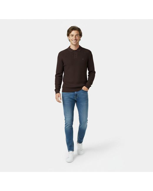 Jack Wills Brown Ls Button Knit Polo for men