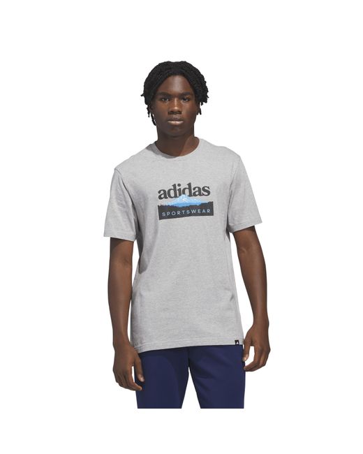 Adidas Gray Graphic Logo T-Shirt for men