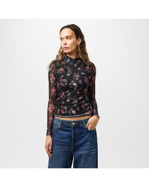 Ted Baker Black High Neck Print Long Sleeve T-Shirt