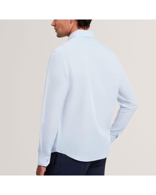 Ted Baker White Ls Regular Fit Linen Shirt for men