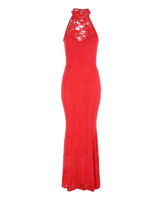 Jane Norman Red Racer Neck Maxi Dress