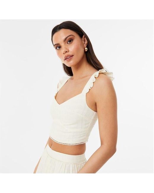 Jack Wills White Frill Sleeve Top