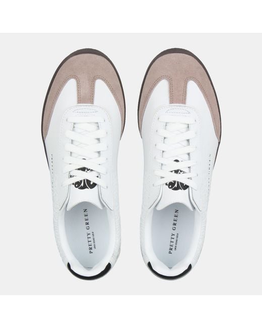 Pretty Green White Moorgate Leather Court Trainers for men