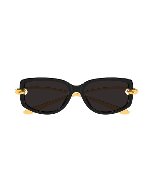 Bottega Veneta Black Bv1440Sa Rectangle Sunglasses