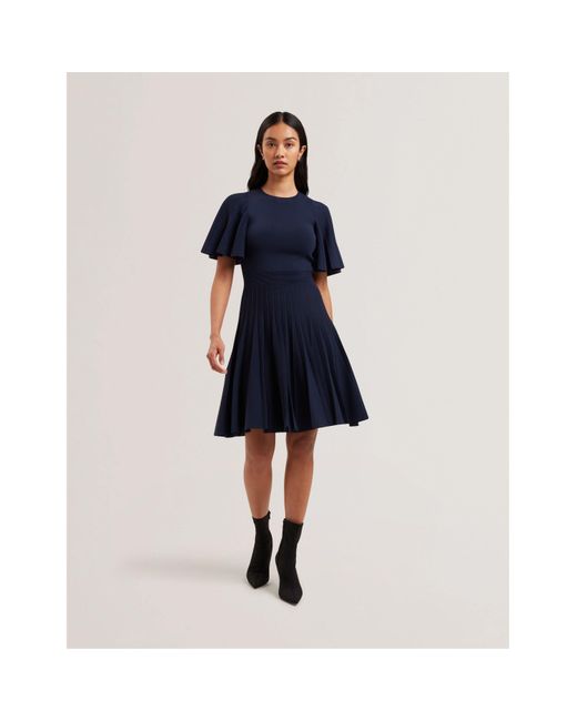 Ted Baker Blue Knitted Skater Mini Dress
