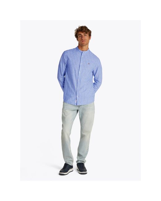 Tommy Hilfiger Blue Tj Linen Long-Sleeve Patterned Shirt for men