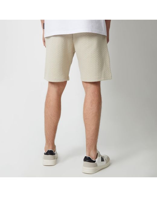 Threadbare White Cotton Blend Textured Sweat Shorts for men
