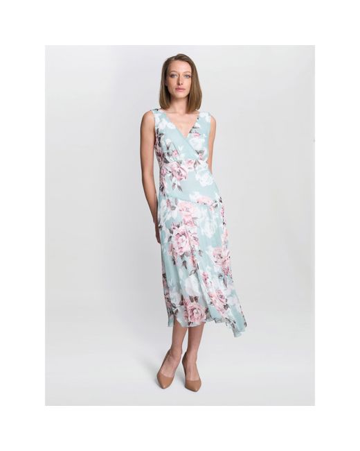 Gina Bacconi Blue India Print Fit And Flare Dress