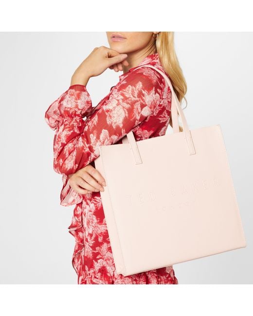 Ted Baker Pink Large Crosshatch Icon Tote Bag