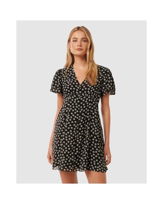 Forever New Black Pria Button Through Mini Dress
