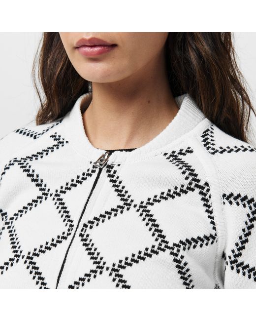 French Connection White Odessa Reversible Check Cardigan