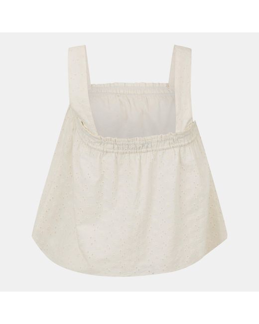 Jack Wills Natural Broderie Shirred Top