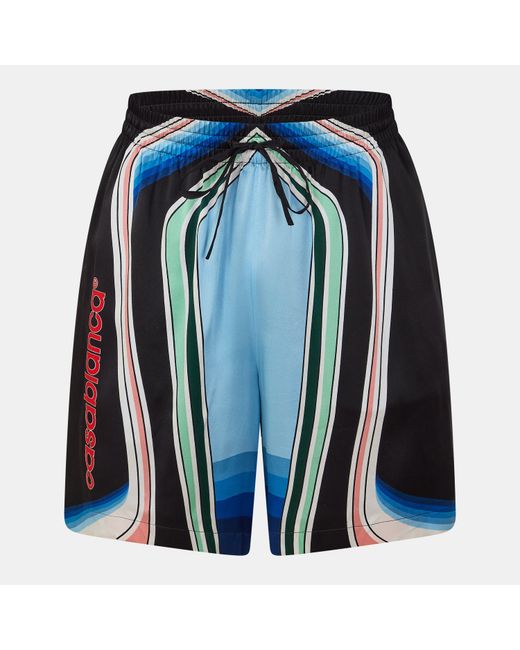 Casablanca Blue Pattern Woven Elasticated Tracksuit Shorts for men