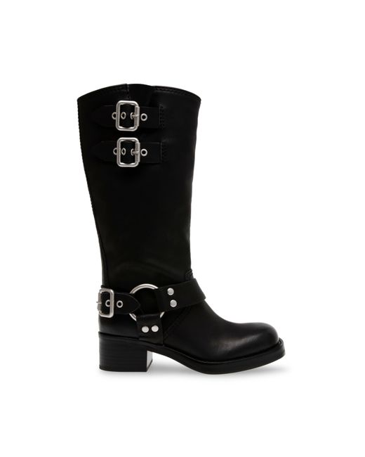 Steve Madden Black Eastern Motorcycle Boots With Block Heel