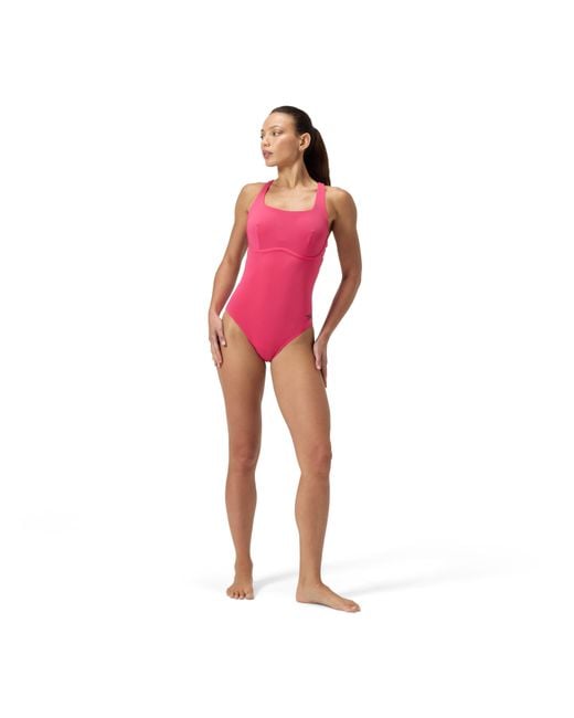 Speedo Pink Flex Band One Piece Swimsuit With Built-In Swim Bra