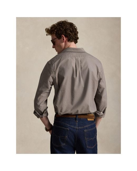 Polo Ralph Lauren Gray Slim Fit Oxford Long Sleeve Shirt for men