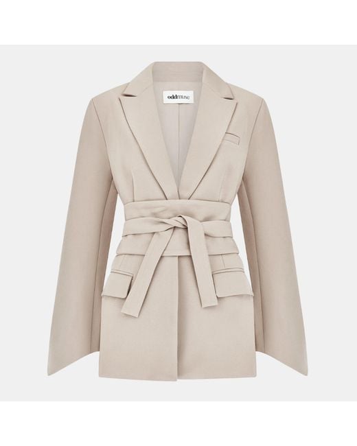 Odd Muse Natural Belted Long Sleeve Blazer