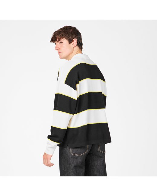 McQueen Black Rugby Contrasting Collar Polo Shirt for men