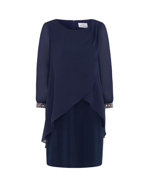 Gina Bacconi Blue Lexie Embellished Sleeves Dress