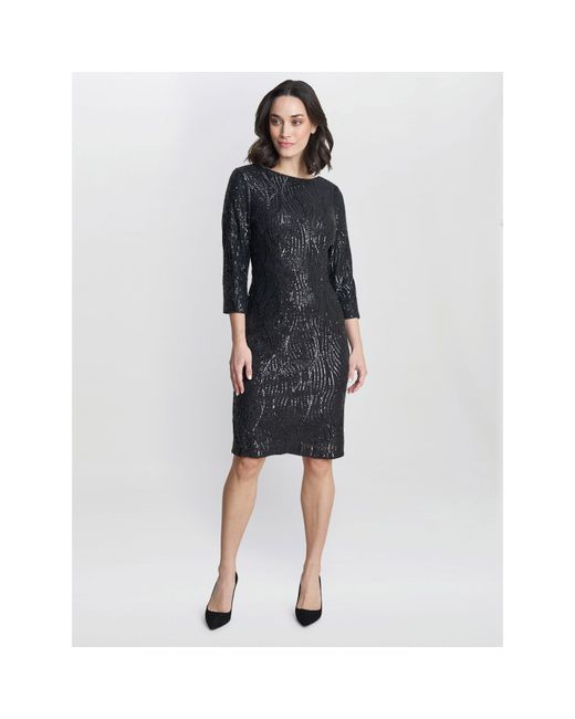Gina Bacconi Black Angelina Sequin Shift Dress