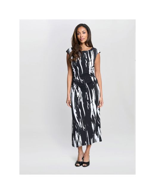 Gina Bacconi Blue Lucia Abstract Print Dress