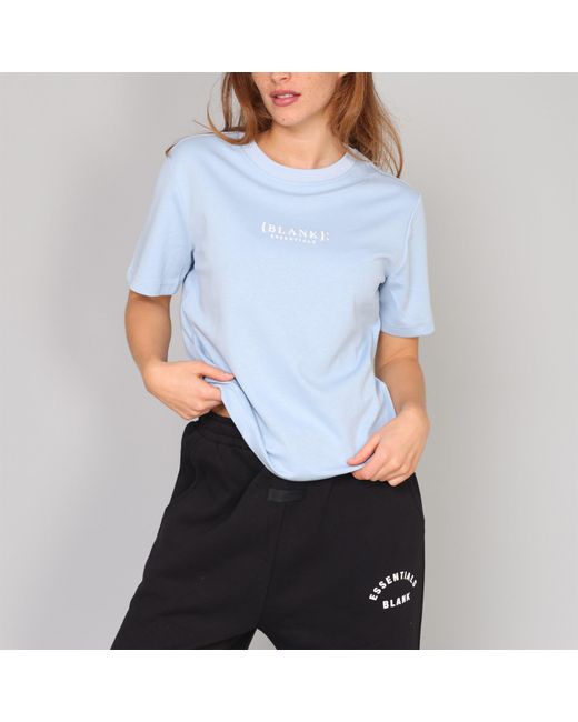 Blank Essentials Blue Blank E Core Puff Print T-Shirt Ladies