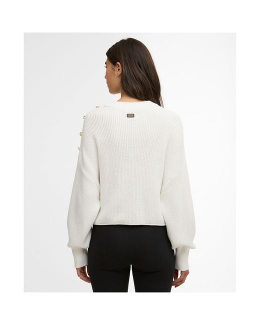 Barbour White Alexis Crew-Neck Jumper