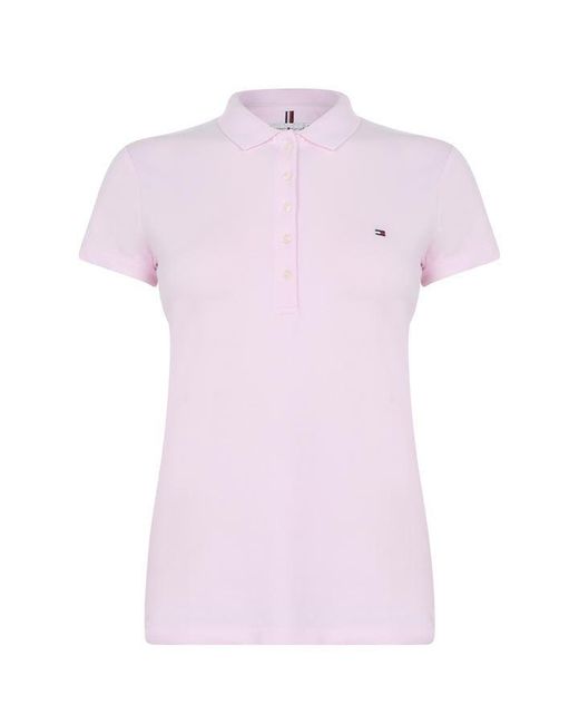 Tommy Hilfiger Pink Heritage Short Sleeve Slim Fit Polo Shirt Ladies