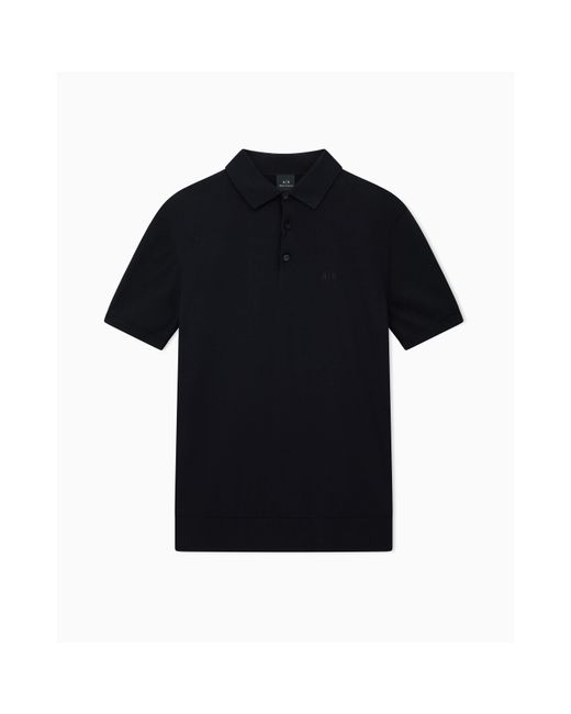 ARMANI EXCHANGE Black Knitted Polo Shirt for men