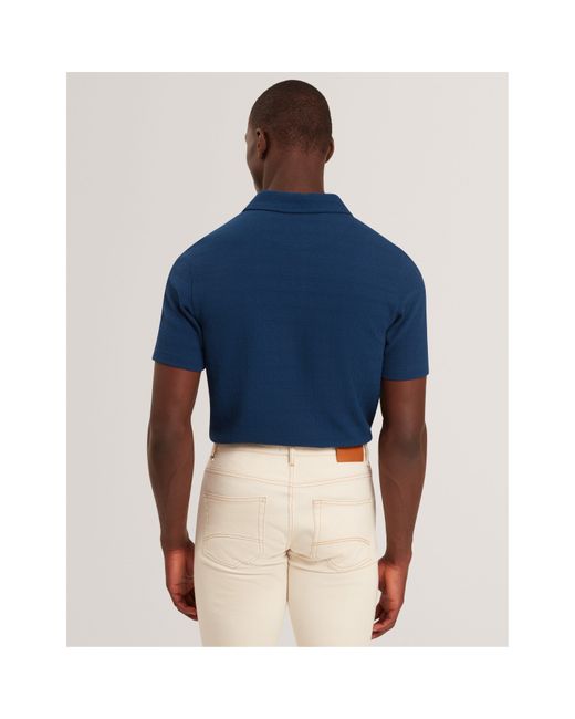 Ted Baker Blue Textured Short Sleeve Polo Shirt for men
