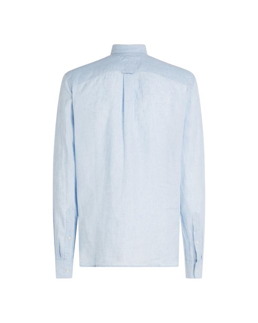 Tommy Hilfiger Blue Pigment Dyed Long-Sleeve Plain Shirt for men