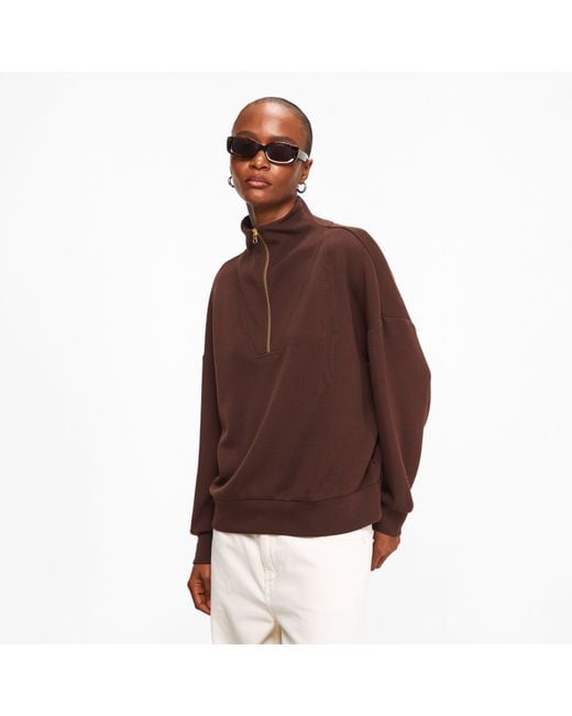 Varley Brown Hawley Half Zip Sweatshirt