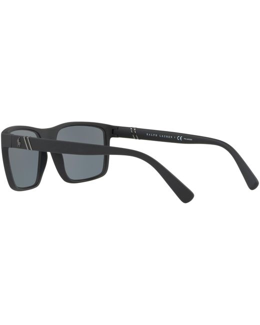 Polo Ralph Lauren Black Rectangle Sunglasses for men