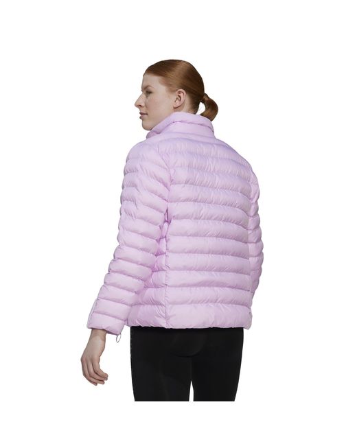 Adidas Purple Itavic Three Stripe Water-Repellent Long Sleeve Bomber Jacket