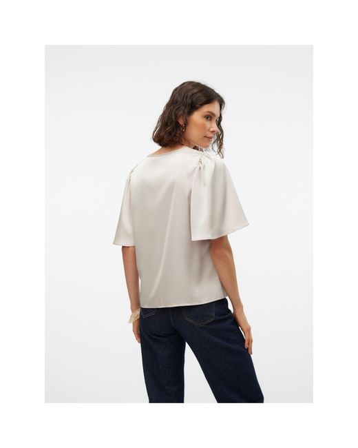 Vero Moda Pink Vm Lovie V-Neck Short-Sleeve Blouse