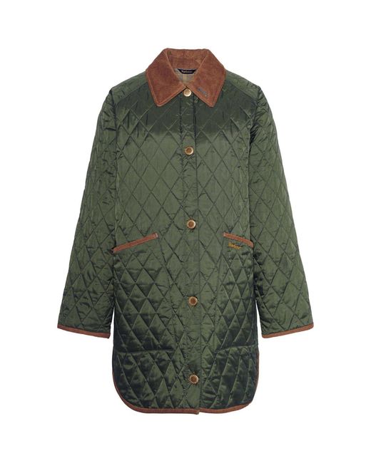 Barbour Green Liddesdale 30Th Anniversary Diamond Quilted Oversized Quilted Jacket