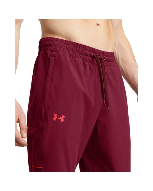 Under Armour Red Baseline Woven Performance Tracksuit Bottom for men