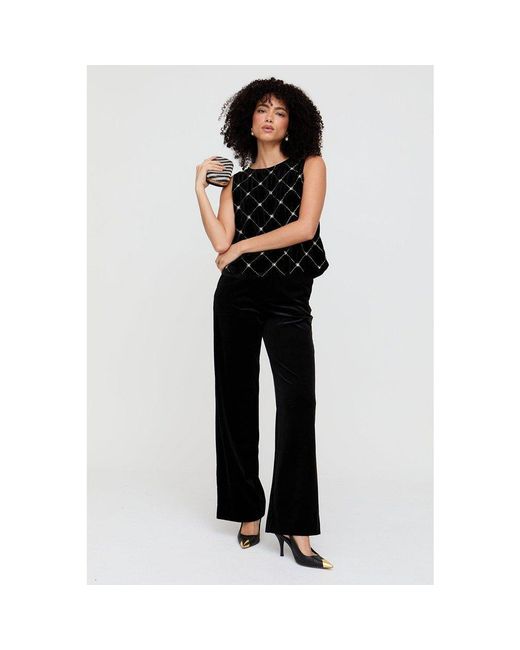 Lily and Lionel Black Valerie Straight Leg Velvet Trouser