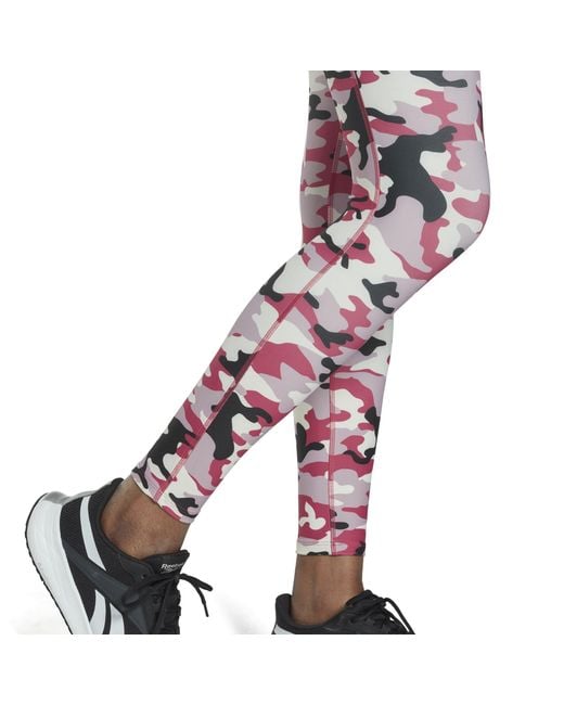 Reebok Red Lux Bold Camo Print Performance Gym Leggings