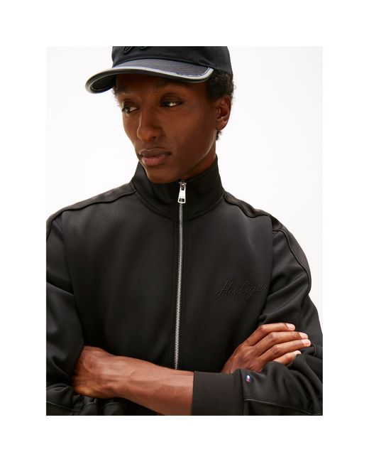 Tommy Hilfiger Black Modern Ath Full Zip Fleece for men
