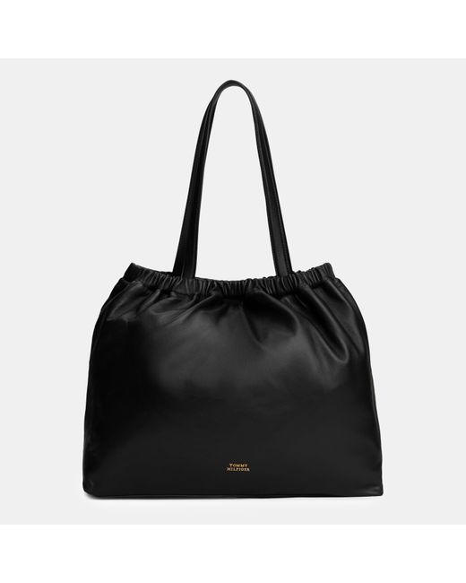 Tommy Hilfiger Black Leather Tote Bag
