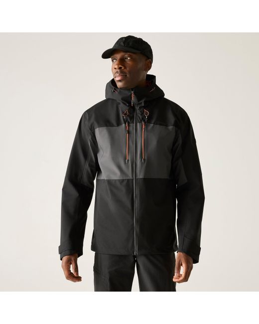 Regatta Black Maland Waterproof Hooded Jacket for men