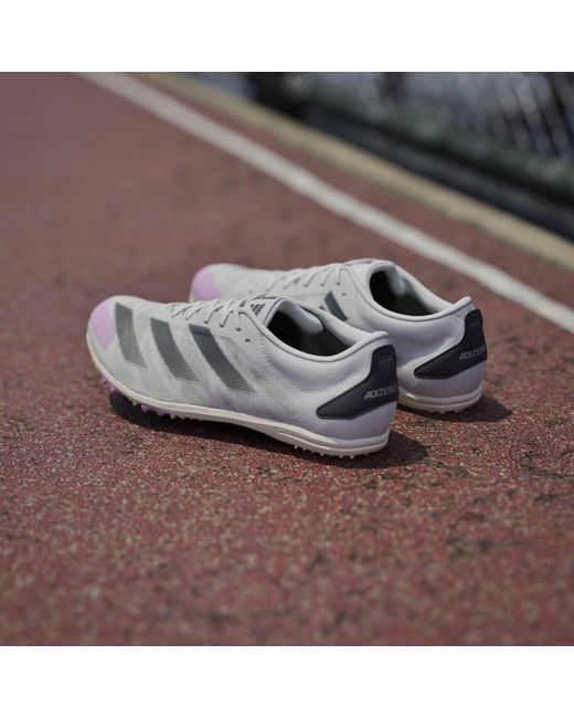 Adidas White Adizero Running Spikes for men